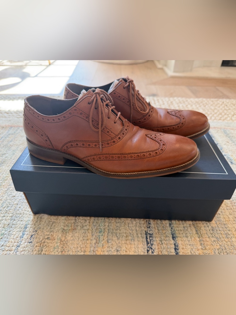 Cole Haan Men’s 8 1/2 Tan Leather Wingtip Derby Shoes